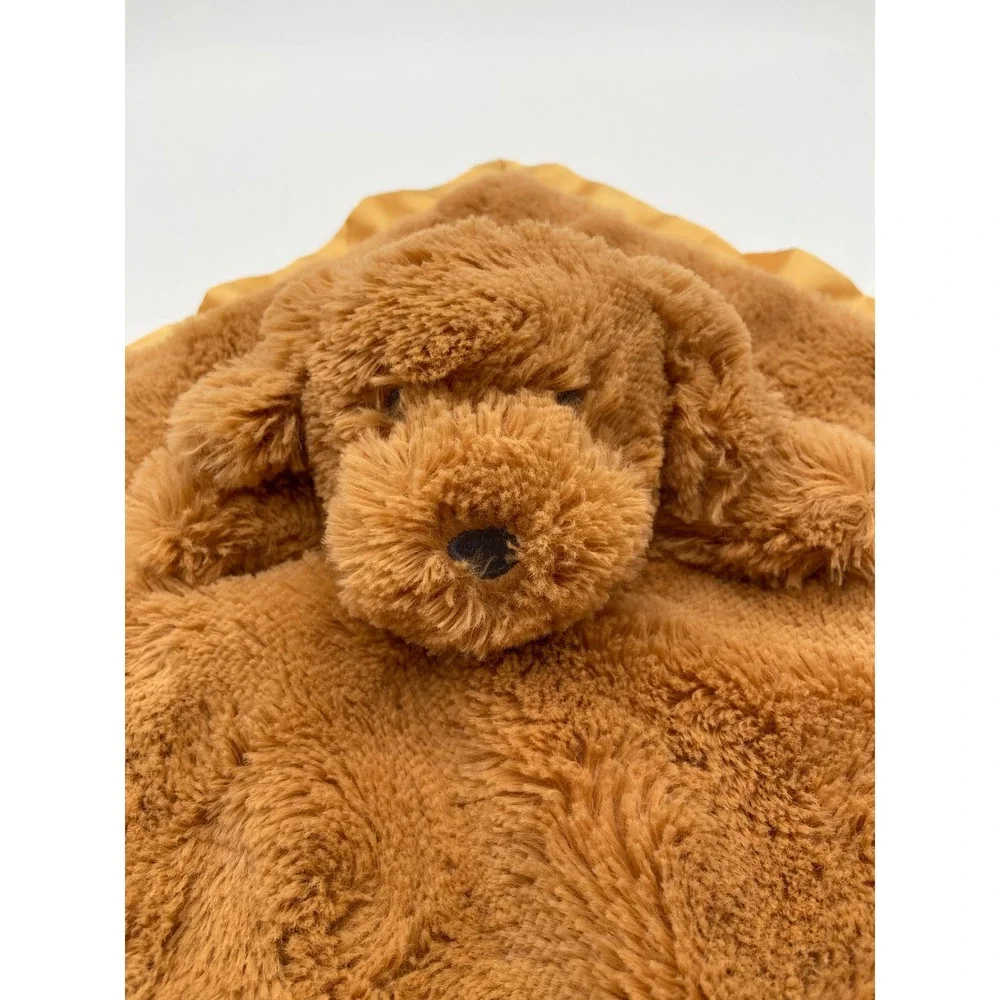Cloud Island Security Blanket Lovey Brown Gold Puppy Dog Faux Fur Satin 12in